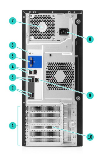 Back View of ProLiant ML110 G10 Server (P21449-371)
