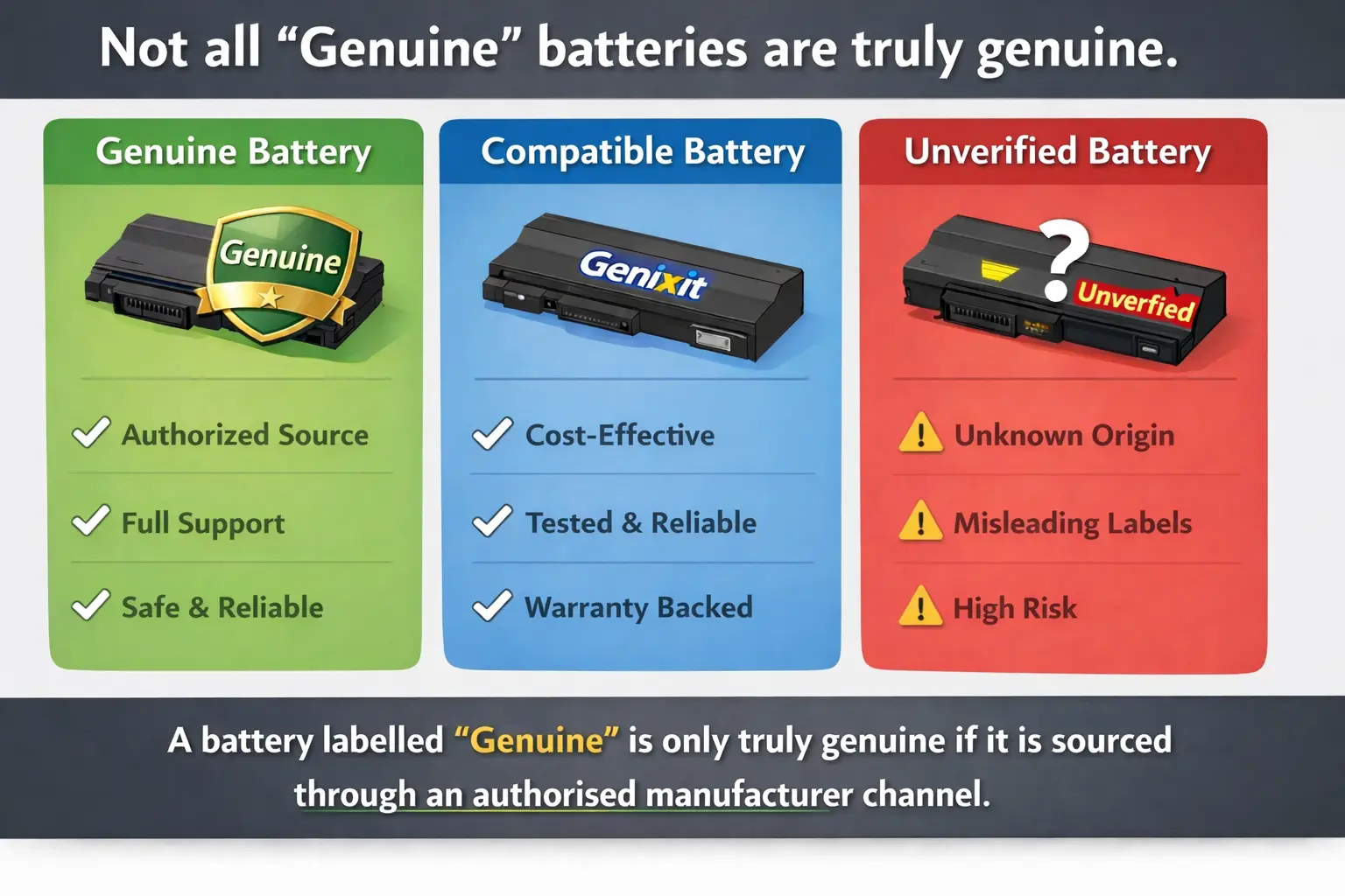 Genuine vs Compatible Laptop Batteries | Avoid Unverified “Genuine”