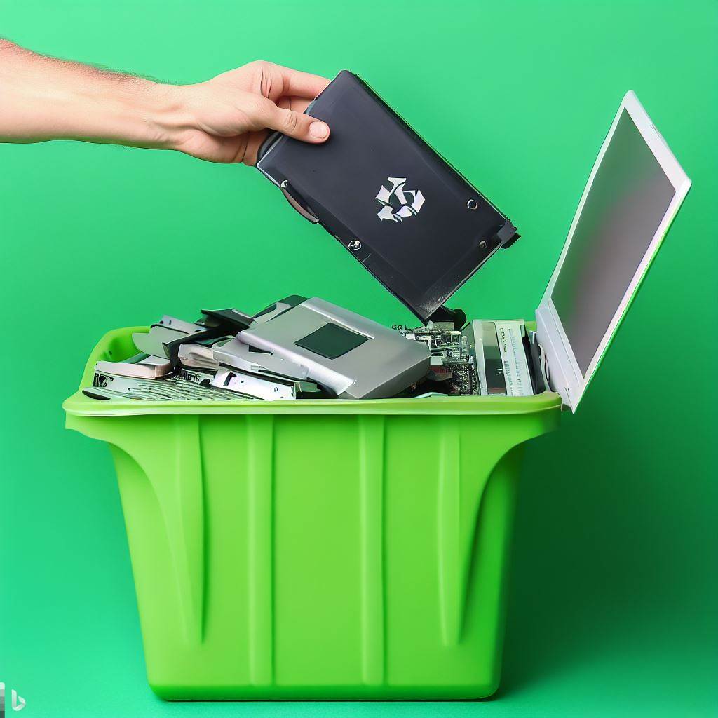 Responsible disposal and recycling of old laptop batteries.