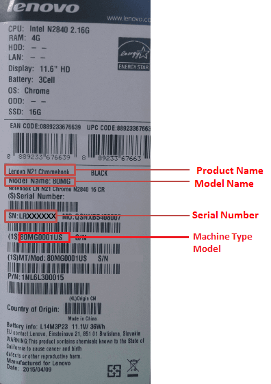 Lenovo Chromebook label